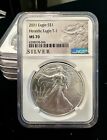 2021 - SILVER EAGLE NGC MS70 TYPE 1 .999 Fine SILVER COIN SLABBED IN STOCK