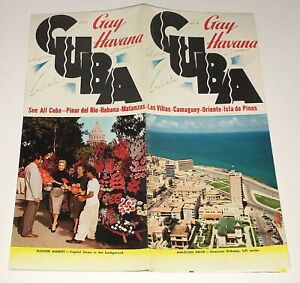 VINTAGE 1950s GAY HAVANA CUBA PICTORIAL BROCHURE & COUNTRY MAP CUBAN TOURIST CO.