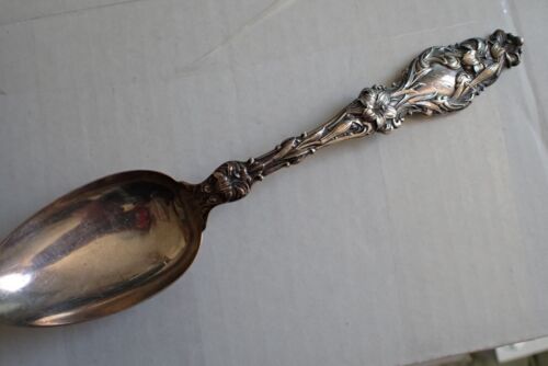 LILY  Sterling STANDARD SERVING SPOON by Whiting H monogram 8+ inches