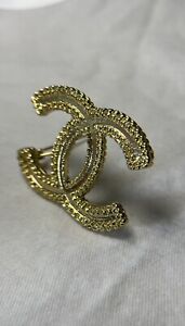 Vintage Chanel Double CC Gold Tone Brooch