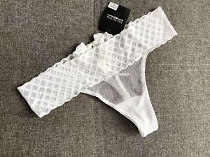 Ladies sexy white mesh transparent thongs knickers lingerie underwear panties