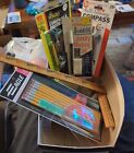 Lot of Rare Vintage Office Supplies. Protractors, Pencils, Rulers, And More