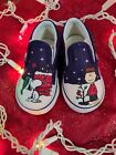 Kids Peanuts Christmas Vans Slip-ons  - Size US 4.0 - Charlie brown And Snoopy