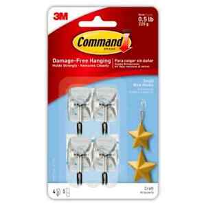 3M Command 4 Small Wire Hooks & 5 Adhesive Strips Per Pack Max 0.5 lb 1 Pack