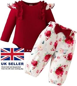 Infant Baby Girls Clothes Set Newborn Long Ruffle Sleeve Romper Jumpsuit 3-6m