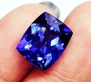 10 Ct+ Natural Blue Tanzanite Loose Gemstone Excellent Cushion Cut Certified