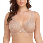 Women's Underwire Unlined Bra Minimizers Non-Padded Full Coverage Lace Plus Size