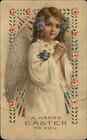 Easter Angel Hold to Light HTL Clasped Hands c1910 Postcard
