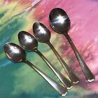 4 Large Spoons Serving Soup Solingen Germany 18/10 ODISIL Stainless Gold Trim