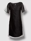 $4990 Akris Women's Black Sequined Chiffon Overlay Sequin A Line Dress Size 10