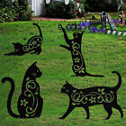 4 pc Metal Black Cat Silhouette Yard Decoration Cute Signs Garden Bird Repellant