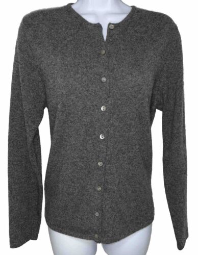 Vintage Sutton Studio Gray 100% Cashmere Cardigan Sweater Sz M Button Down