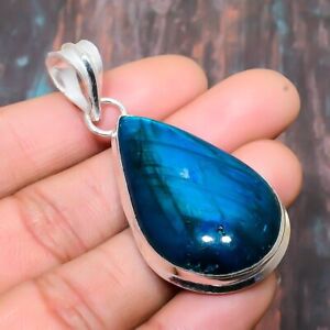 Blue Labradorite Gemstone Handmade Gift Jewelry Pendant 2.36