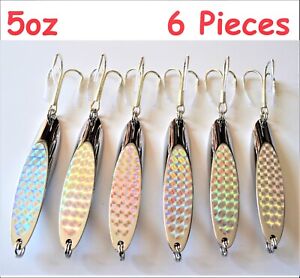 6 Pieces Casting 5oz Kast Spoons Silver Saltwater Fishing Lures
