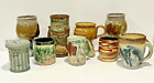 Lot of 9 Studio Hand Made Pottery Ceramic Mugs Various Sizes & Shapes 6 Signed