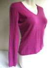 Ann Taylor Womens XS Two Ply 100% Cashmere Sweater V Neck Magenta Pink HONG KONG