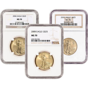 American Gold Eagle 1/2 oz $25 - NGC MS70 Random Date and Label