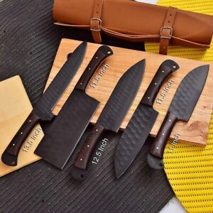 Chef Knife Kitchen Knives set handmade set with leather sheath Christmas gift