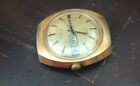 Vintage TIMEX 38mm Electric Dynabeat Quartz Gold Tone Day Date NOT RUNNING