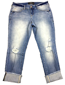 Torrid Jeans Womens 10 Blue Boyfriend Distressed Denim 5-Pocket Trendy Casual