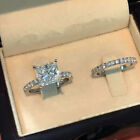 Fashion Wedding 2 Pcs/set 925 Silver Rings Cubic Zirconia Women Gifts Size 6-10