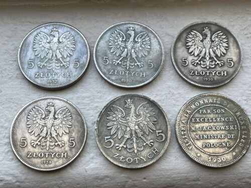 New ListingCollection of coins 5 zloty 1927-1932 Poland