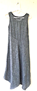 FENINI 100% Linen Woven Midi Inside Tie Ups Lagenlook Art To Wear Dress SZ XS