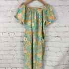 Vintage Womens ditsy Floral Print House Dress Nightgown Green Pockets hand made