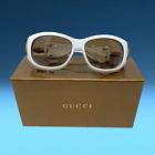 Vintage Gucci White Havana Bamboo Horsebit Sunglasses ND6S8 GG 2970/S 57-14-115
