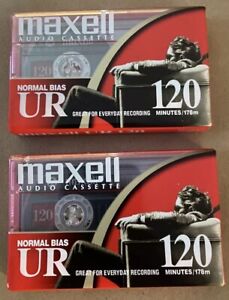 Maxell Blank Cassette Tape Lot of 2 UR 120 UR120 New Sealed Audio Tapes