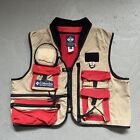 Vintage 1980s Columbia Fly Fishing Vest Color Block Made In USA XL RARE
