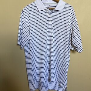 Adidas ClimaLite Mens Polo Golf Shirt Striped White Short Sleeve Adult Size M