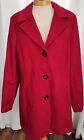 Womens Red Wool Blend Peacoat Walking Jacket Trench Coat Kristen Blake Size 16