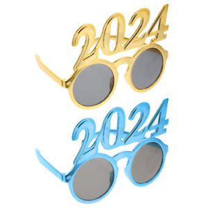 2pcs Plastic Glasses Happy New Years Eve Glasses Graduation 2024 Photo Prop