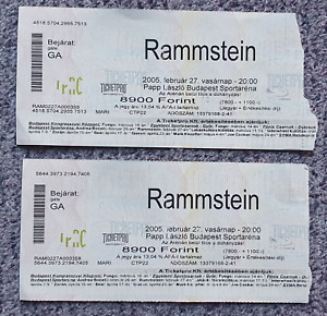 Two used Rammstein tickets, Budapest Hungary 27 February 2005