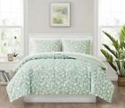 7-Piece Reversible Green Floral Bed In a Bag Comforter Set with Sheets, Full