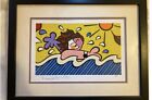 Romero Britto Swimming Pop Art Framed Artist Proof Circa '95 , Original 15”.19”