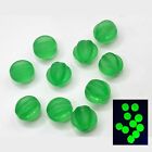 Vintage 10mm Melon Uranium Glass Beads Matte Green 10pcs N4