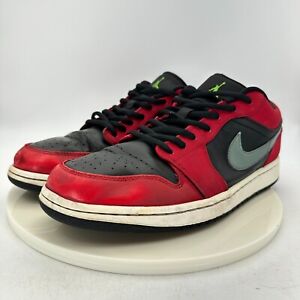Nike Air Jordan 1 Low Men Size 11 553558-036 Black Infra Red Green Pulse Shoes