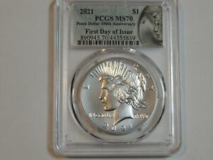 2021 PEACE SILVER DOLLAR $1 First Day of Issue PCGS MS70  FDOI