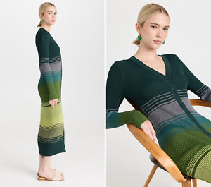 STAUD Shoko Sweater Cardigan Dress sz XL Green Pine Forest button front