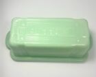 Vintage Jadeite Green Glass Butter Dish Cross Striped Covered Jade Lid Collect