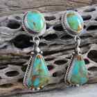 NEW SILVER BOHO CRAFTSMAN HAND INLAID TURQUOISE DANGLE EARRINGS