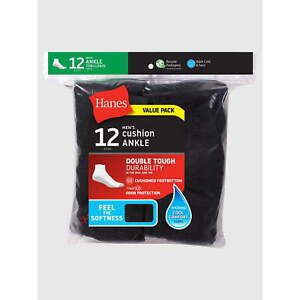Hanes Men's Double Tough Big & Tall Ankle Socks, 12-Pack!