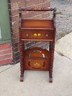Antique cottage Wood table Smoke stand with Magazine rack with drawer Beautiful!