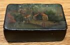 SMALL ANTIQUE 18TH CENTURY 1700'S ENGLISH TRINKET BOX PAINTED 2  7/16