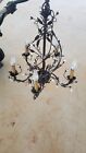 FLORENTINE FRENCH ITALIAN TOLE TYPE CHANDELIER 5 ARM WITH  CRYSTAL ? PRISMS