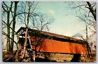 Fairfield County Ohio~Wooden Covered Bridge~Popular Creek~1960s Postcard
