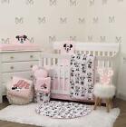 6-Piece Nursery Crib Bedding Set Baby Minnie Mouse Pink Black Comforter Sheets