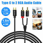 4.9FT Stereo Sound USB Type C to 2 RCA Audio Cable Cord for Speakers Projector